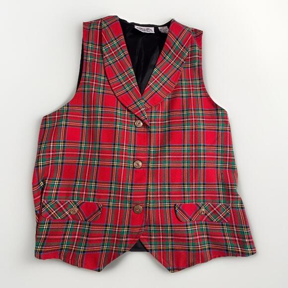 The Villager Women’s Vintage Plaid Red Black Vest Size Small (A5) - Picture 1 of 6